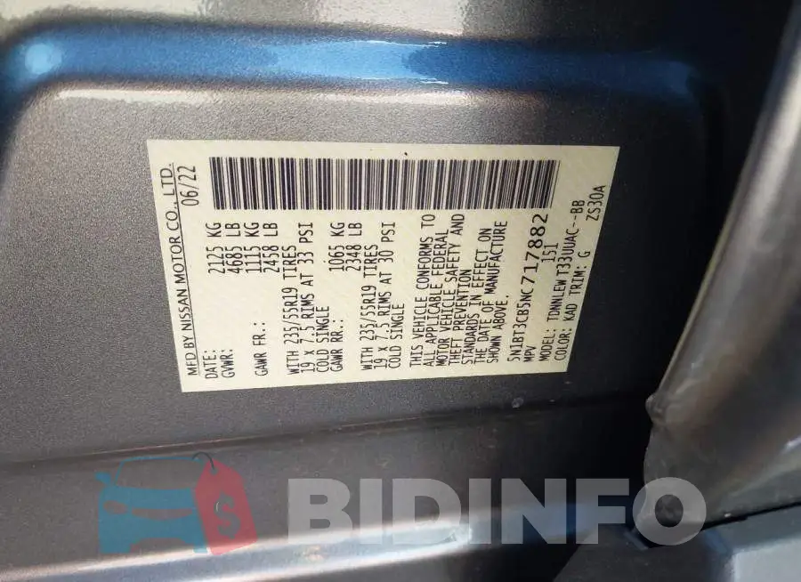 5N1BT3CB5NC717882 Photo# 9