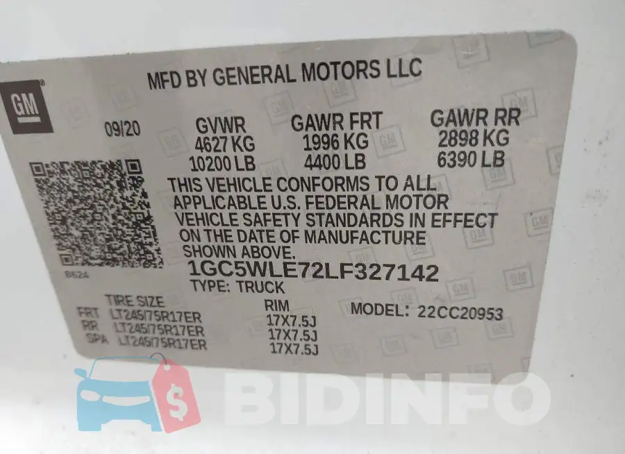 1GC5WLE72LF327142 Photo# 8
