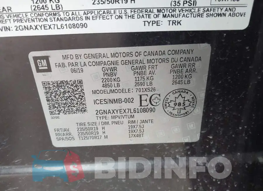 2GNAXYEX7L6108090 Photo# 9
