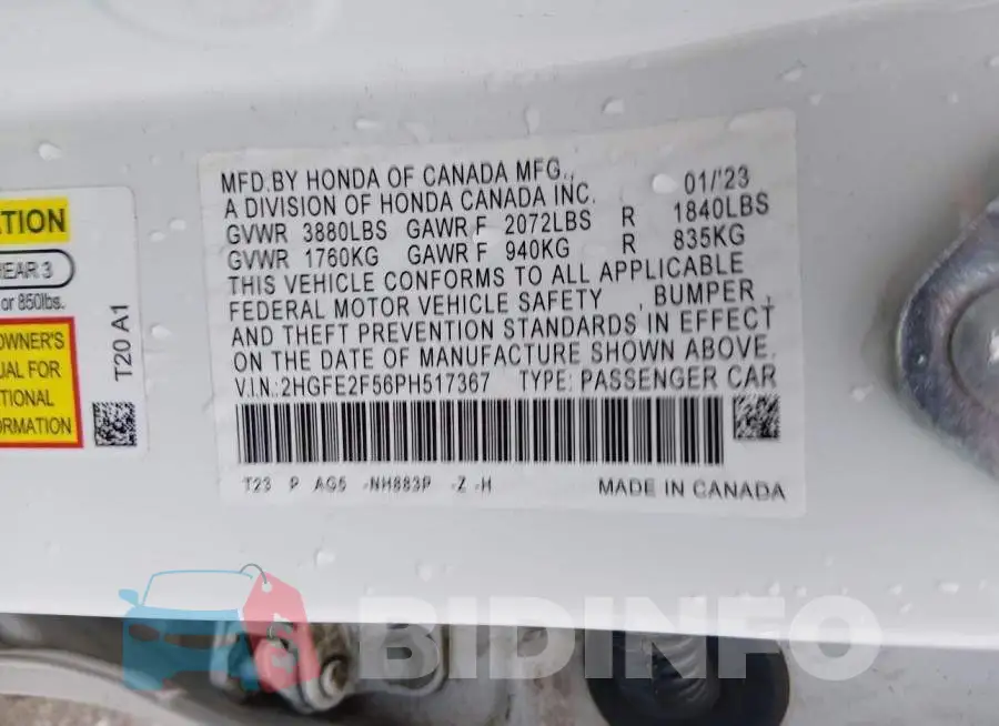 2HGFE2F56PH517367 Photo# 9