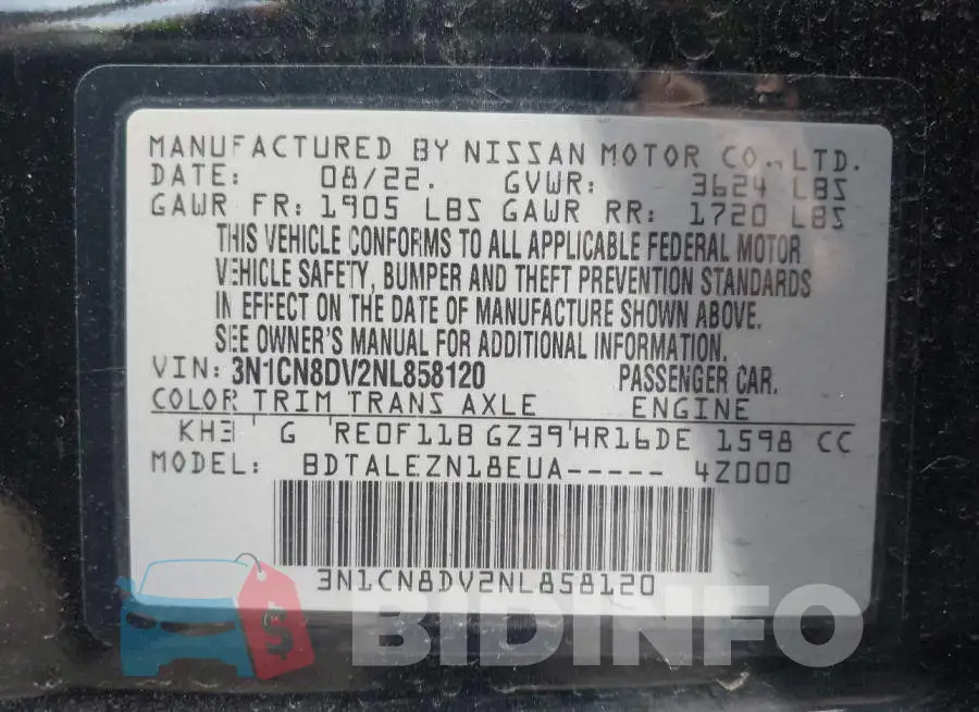 3N1CN8DV2NL858120 Photo# 9