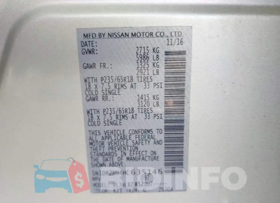 5N1DR2MM4HC635146 Photo# 9