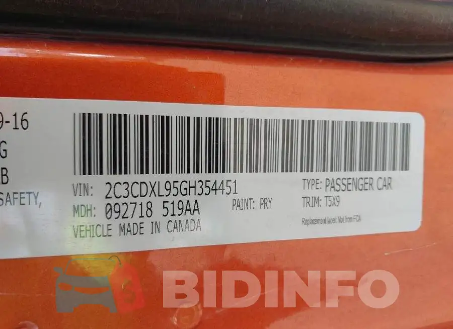 2C3CDXL95GH354451 Photo# 9