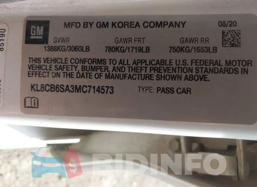 KL8CB6SA3MC714573 Photo# 9