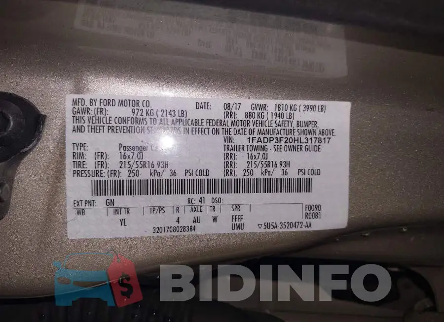 1FADP3F20HL317817 Photo# 9