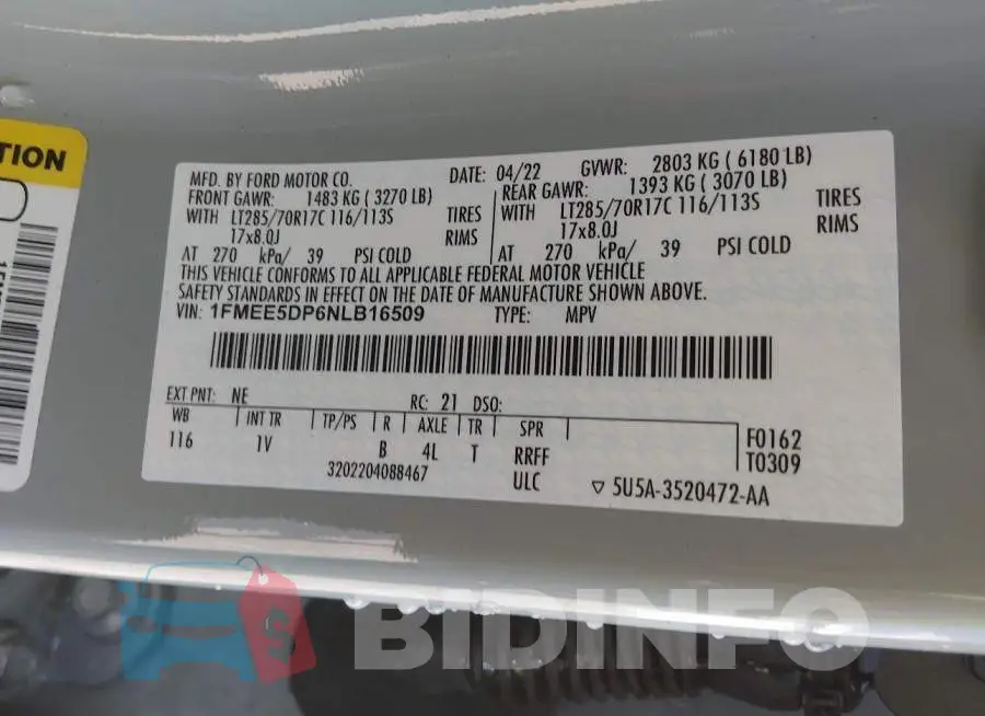 1FMEE5DP6NLB16509 Photo# 9
