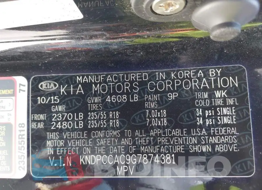 KNDPCCAC9G7874381 Photo# 9