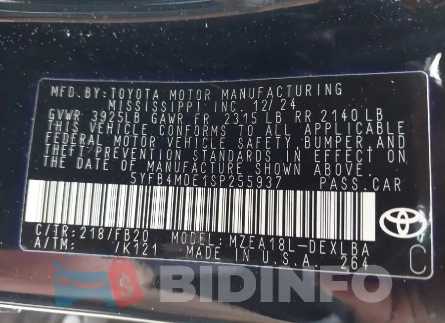 5YFB4MDE1SP255937 Photo# 9