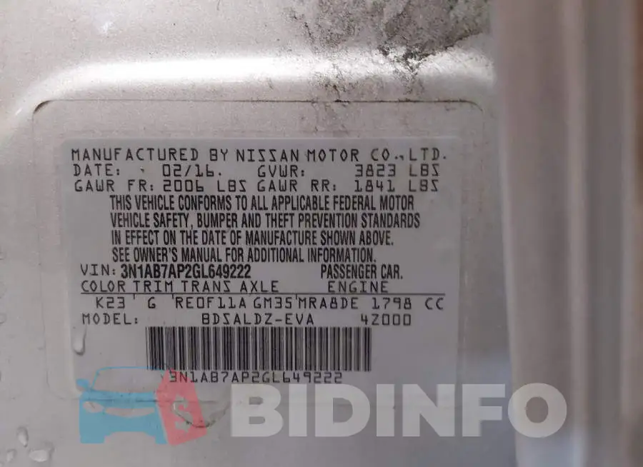 3N1AB7AP2GL649222 Photo# 9