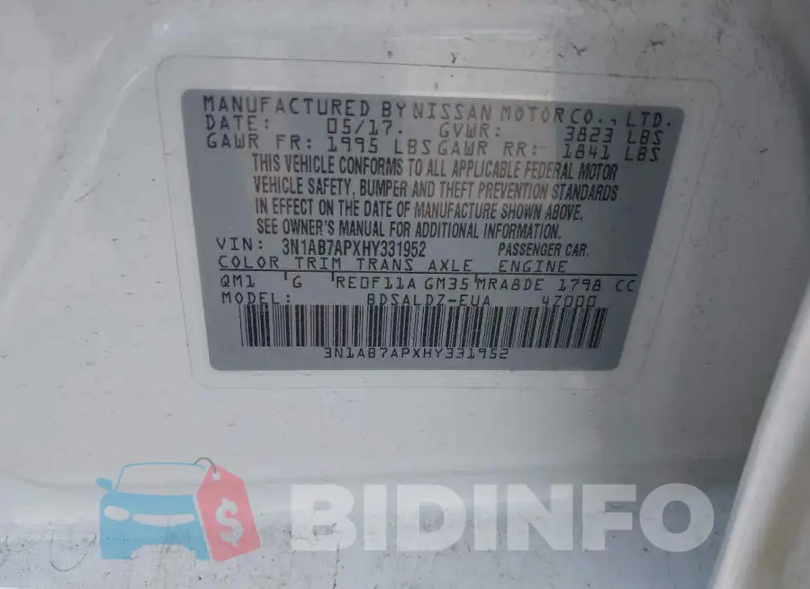 3N1AB7APXHY331952 Photo# 9