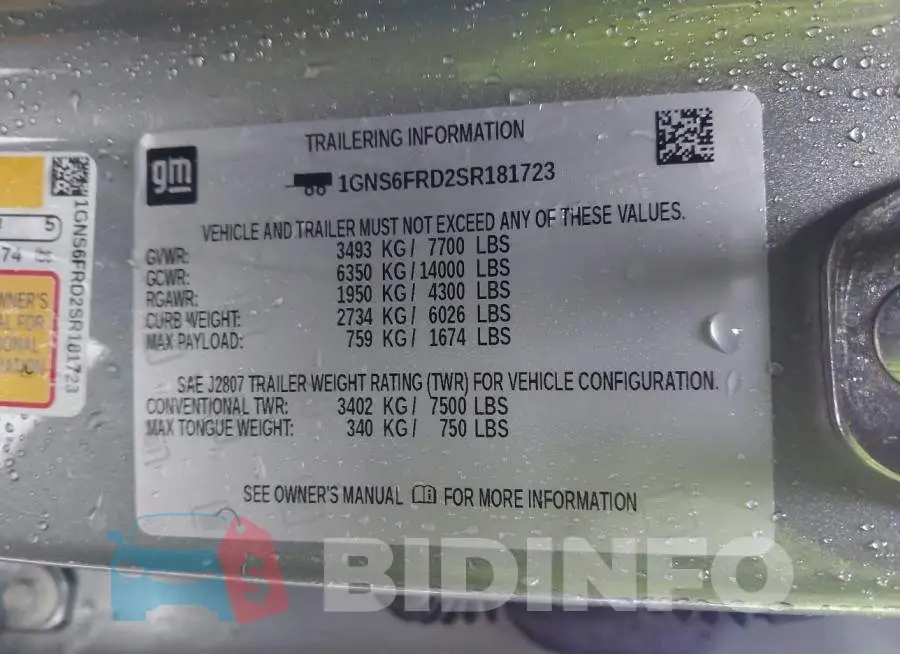 1GNS6FRD2SR181723 Photo# 9