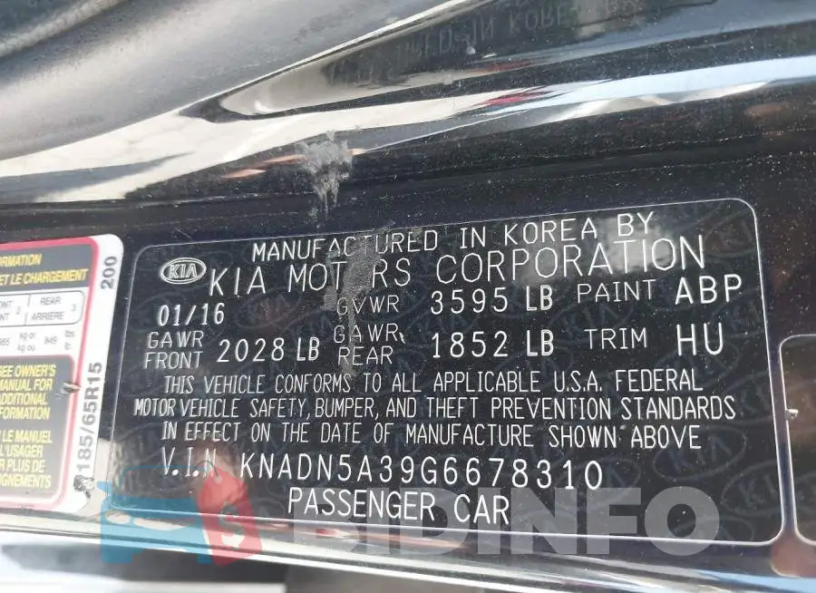 KNADN5A39G6678310 Photo# 9
