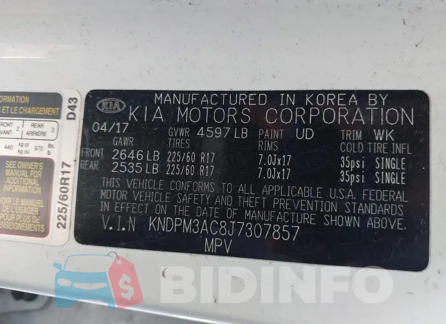 KNDPM3AC8J7307857 Photo# 9