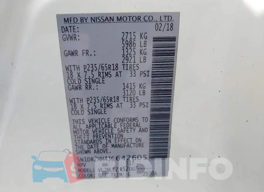 5N1DR2MM4JC642605 Photo# 9