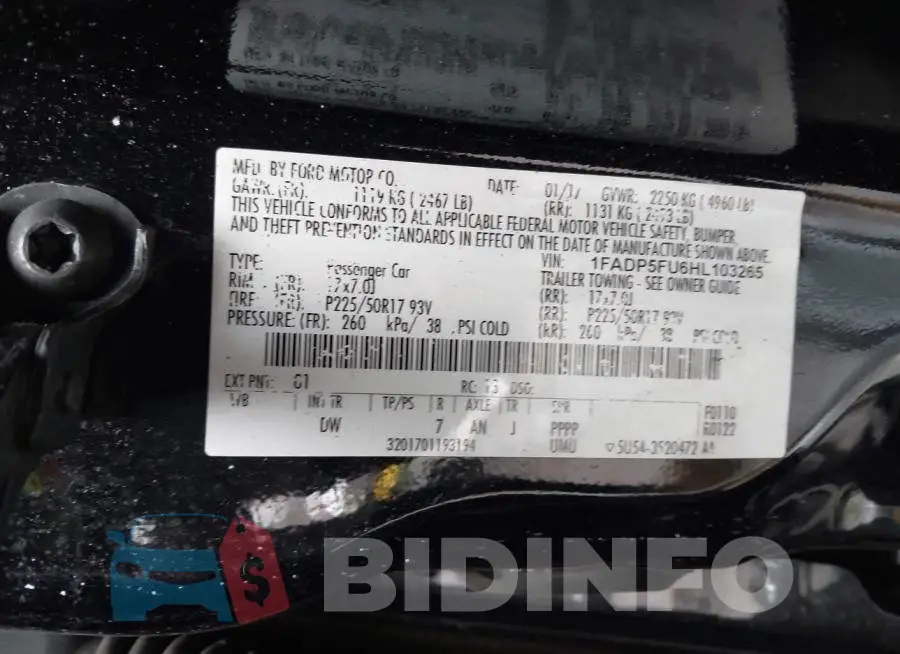 1FADP5FU6HL103265 Photo# 9