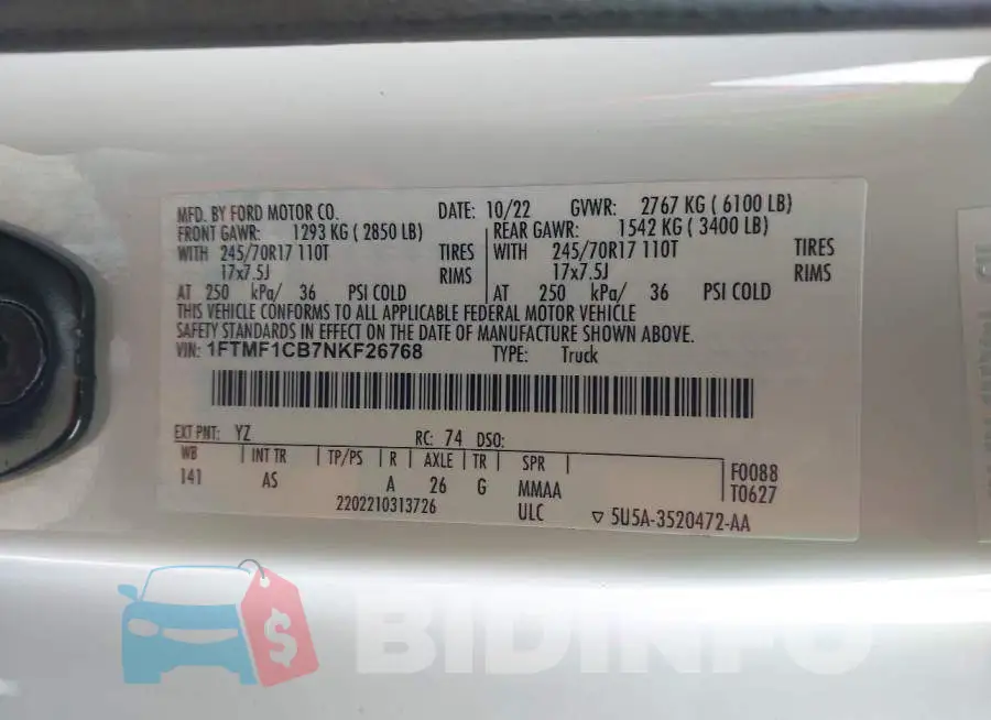 1FTMF1CB7NKF26768 Photo# 9