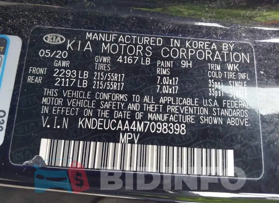 KNDEUCAA4M7098398 Photo# 9