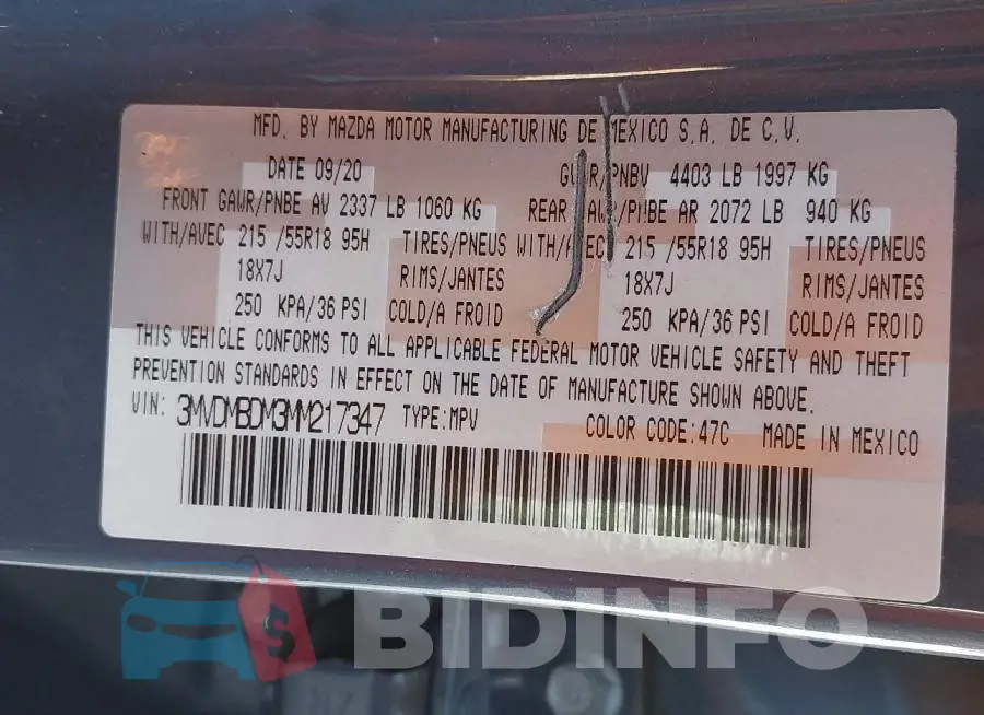 3MVDMBDM3MM217347 Photo# 9