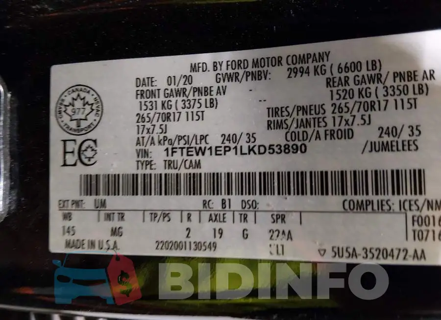 1FTEW1EP1LKD53890 Photo# 9