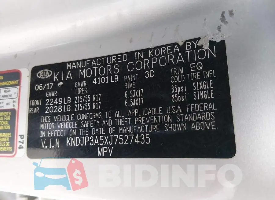 KNDJP3A5XJ7527435 Photo# 9