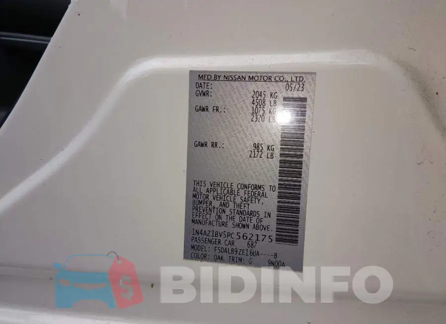 1N4AZ1BV5PC562175 Photo# 9