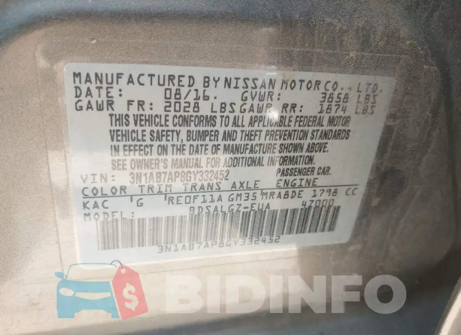 3N1AB7AP8GY332452 Photo# 9