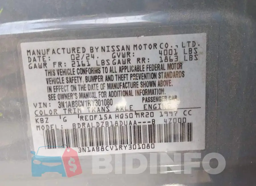 3N1AB8CV1RY301080 Photo# 9