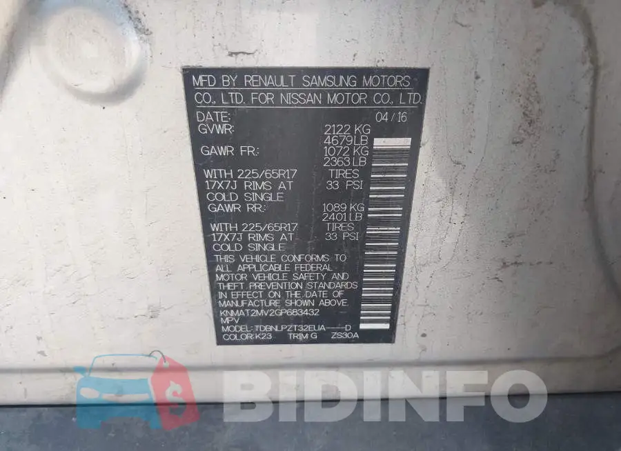 KNMAT2MV2GP683432 Photo# 9