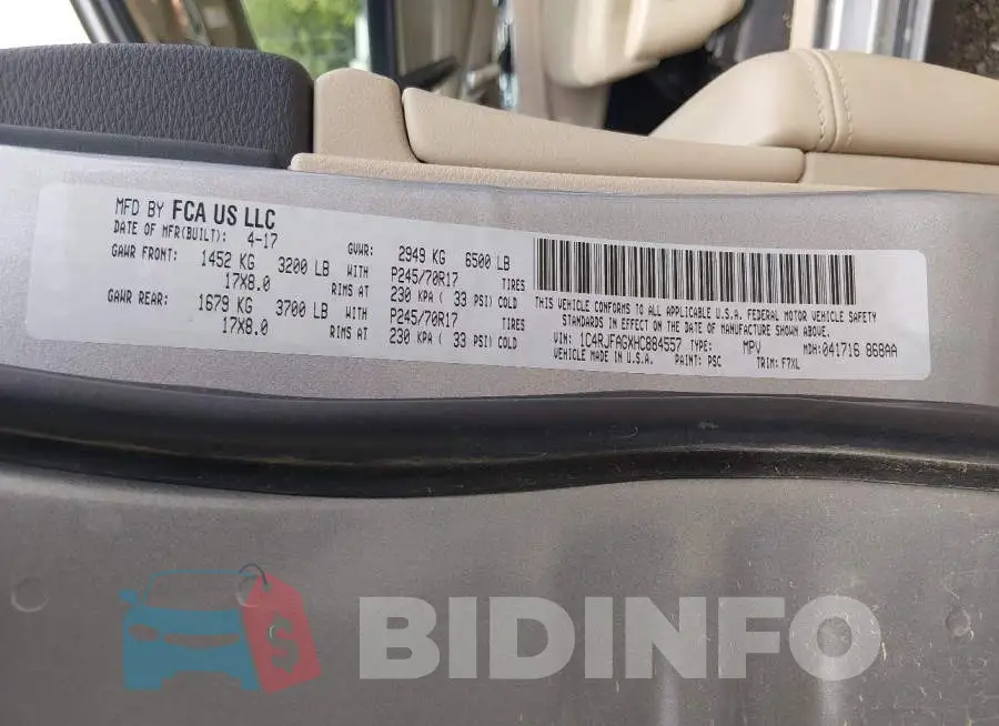 1C4RJFAGXHC884557 Photo# 9