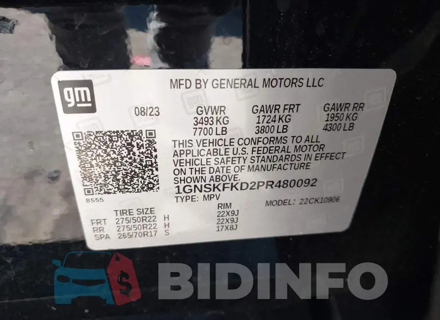 1GNSKFKD2PR480092 Photo# 9