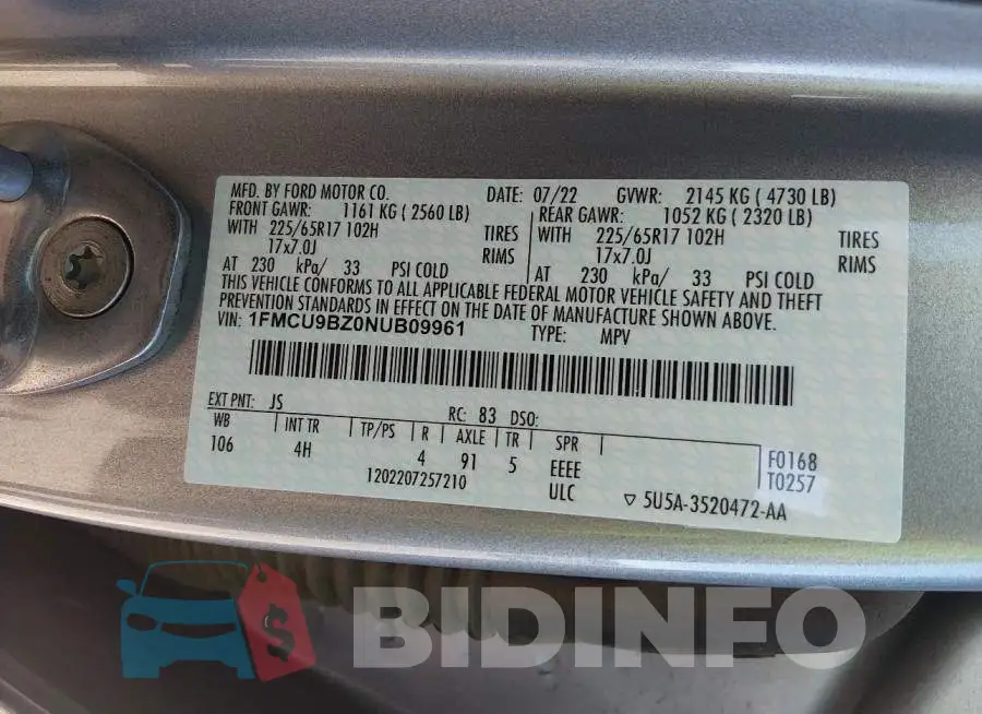 1FMCU9BZ0NUB09961 Photo# 9