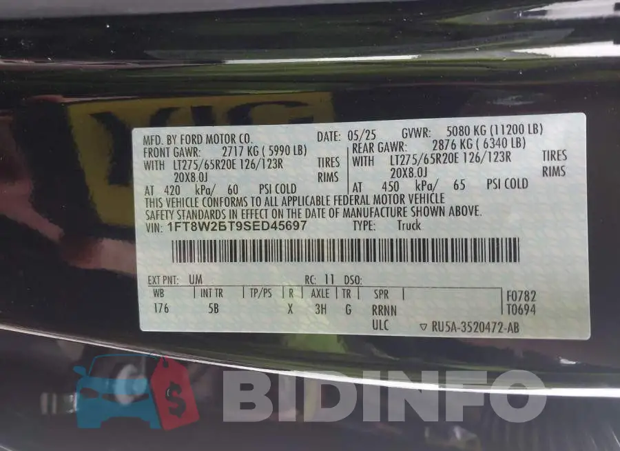 1FT8W2BT9SED45697 Photo# 8