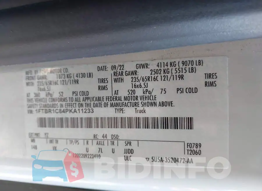 1FTBR1C84PKA11233 Photo# 9