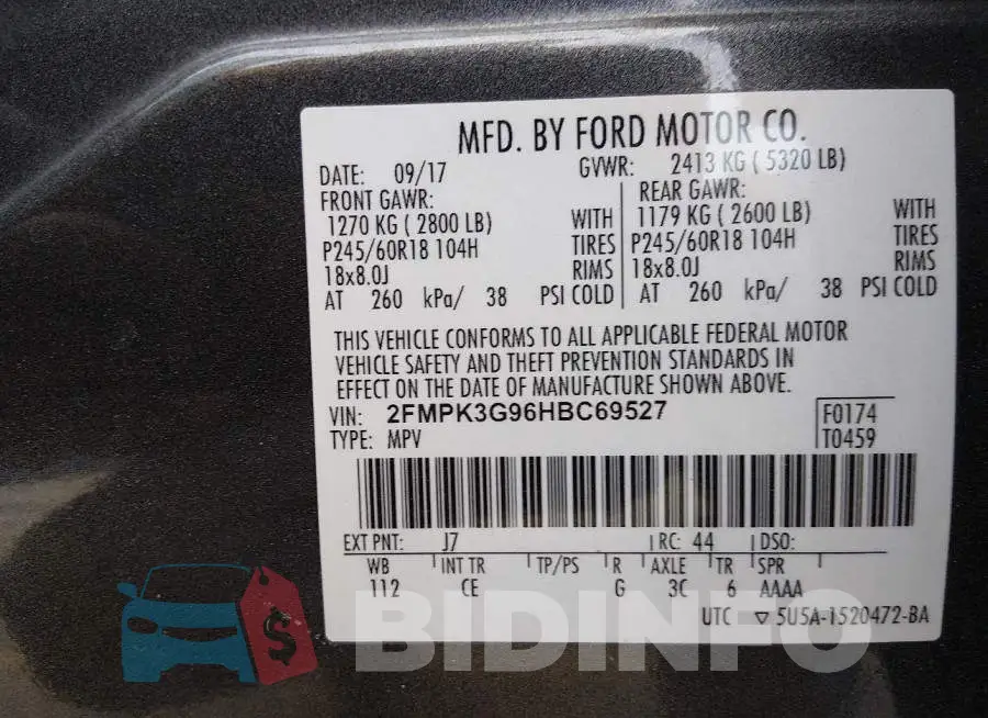 2FMPK3G96HBC69527 Photo# 9