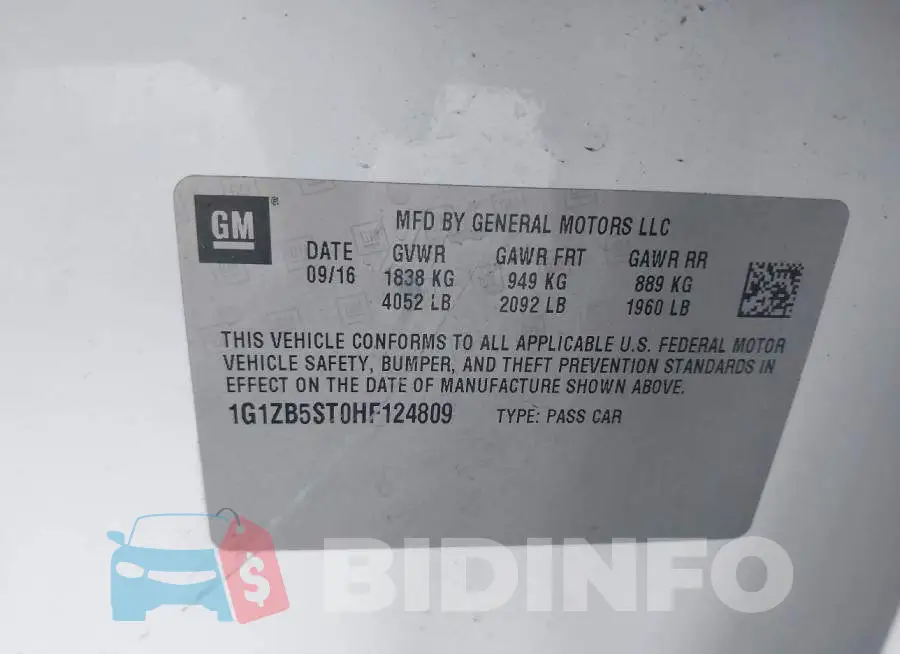 1G1ZB5ST0HF124809 Photo# 9