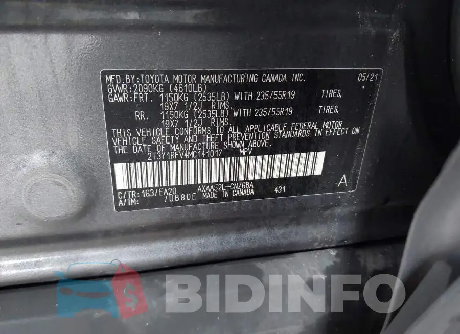 2T3Y1RFV4MC141017 Photo# 9