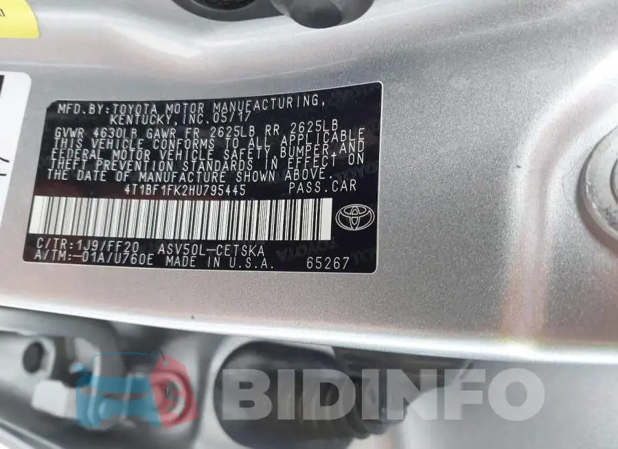 4T1BF1FK2HU795445 Photo# 9