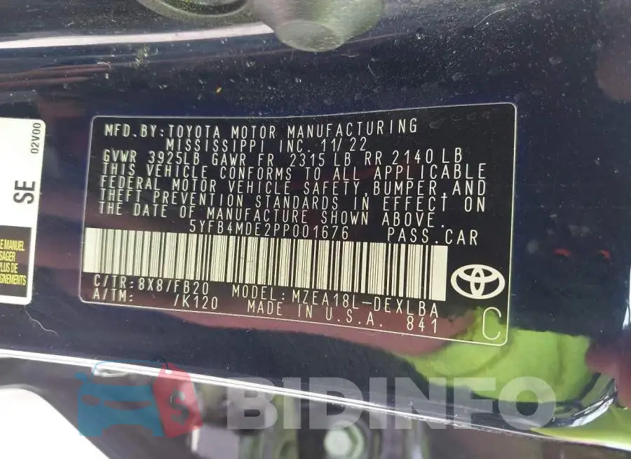 5YFB4MDE2PP001676 Photo# 9