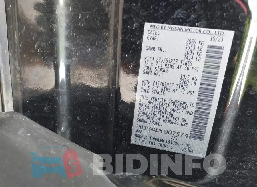 5N1BT3AA6PC907574 Photo# 9