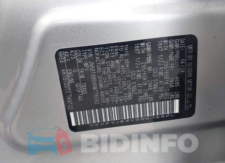 JN8BT3BBXRW178092 Photo# 9