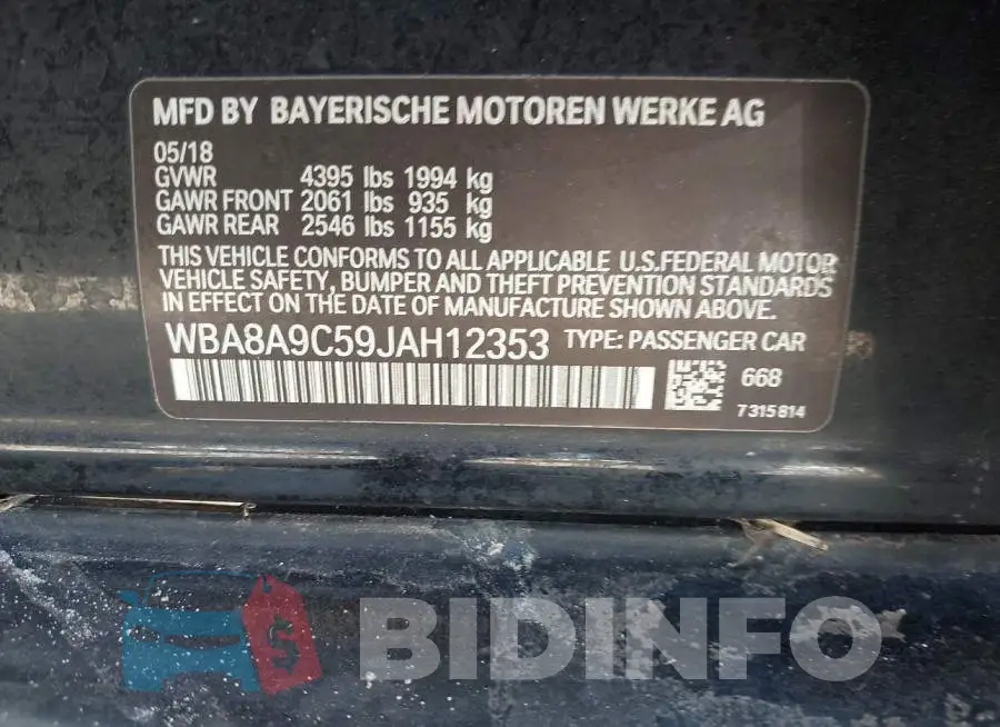WBA8A9C59JAH12353 Photo# 9