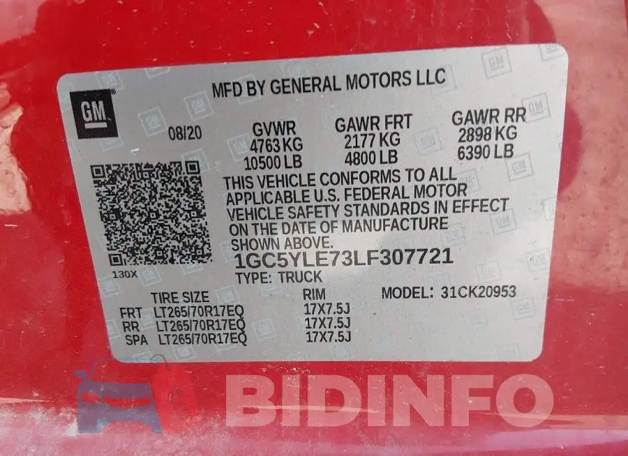 1GC5YLE73LF307721 Photo# 9