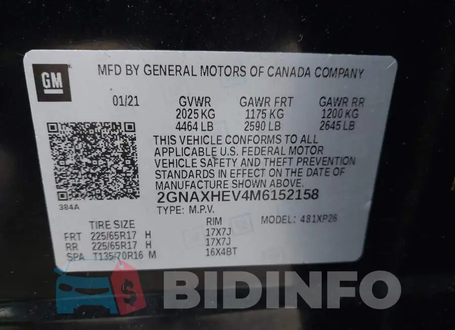 2GNAXHEV4M6152158 Photo# 9