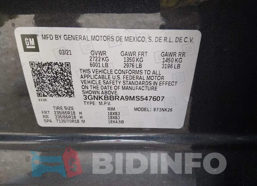 3GNKBBRA9MS547607 Photo# 9