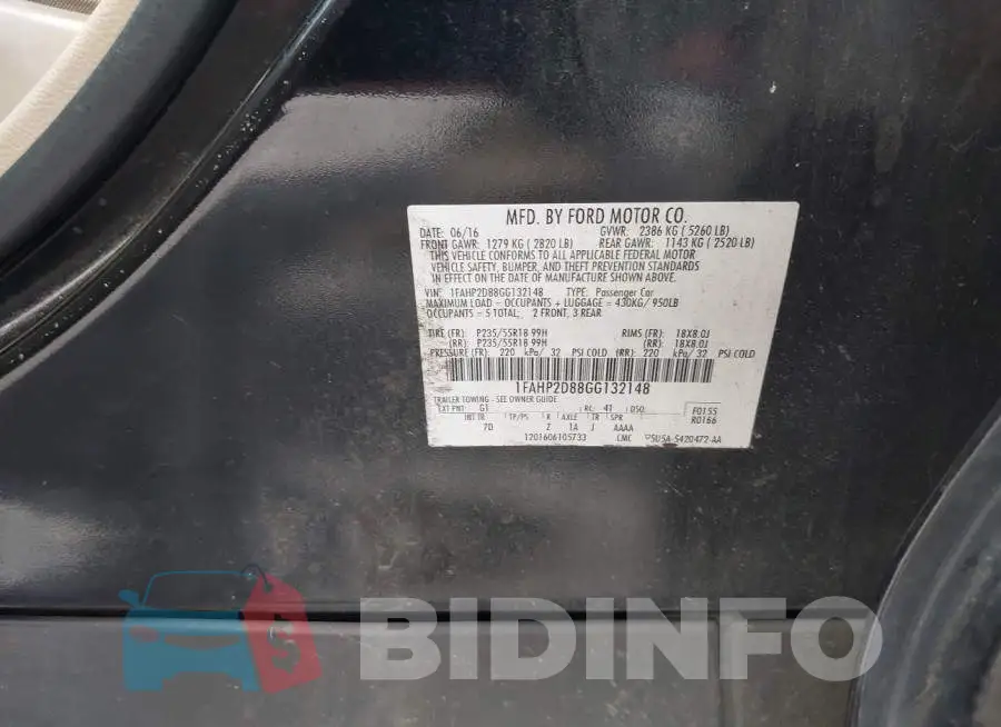 1FAHP2D88GG132148 Photo# 9