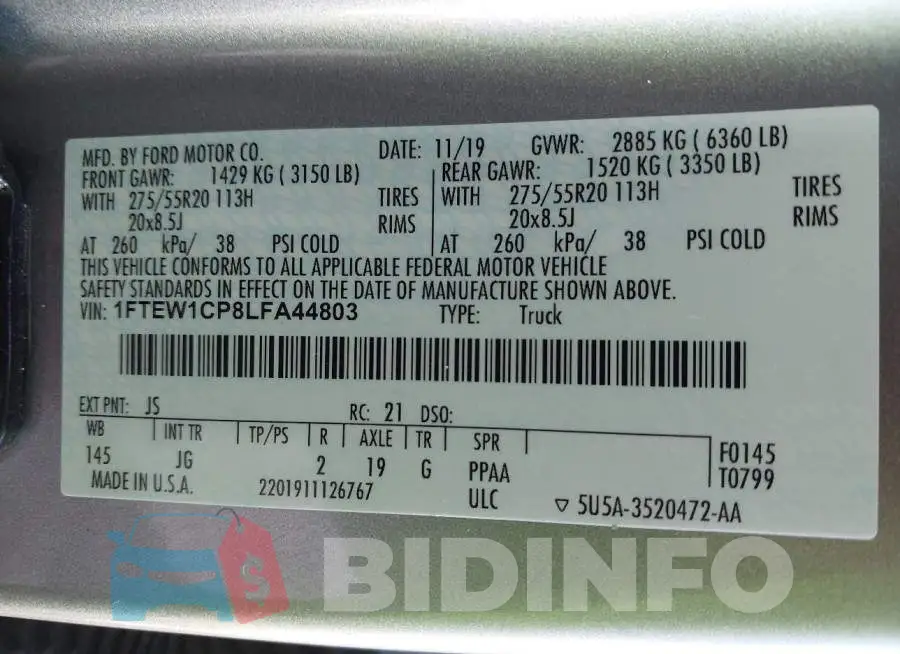 1FTEW1CP8LFA44803 Photo# 9