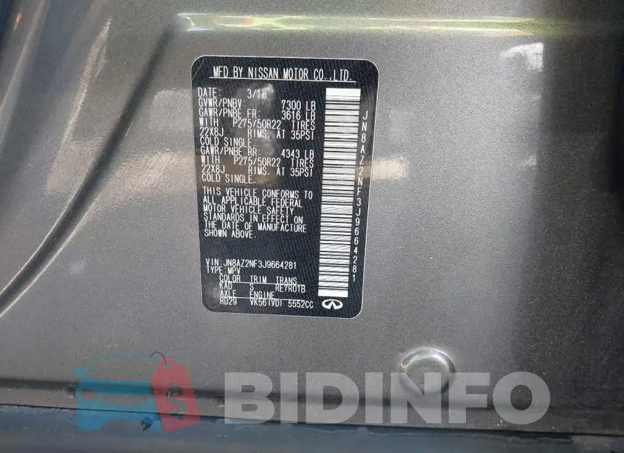 JN8AZ2NF3J9664281 Photo# 9