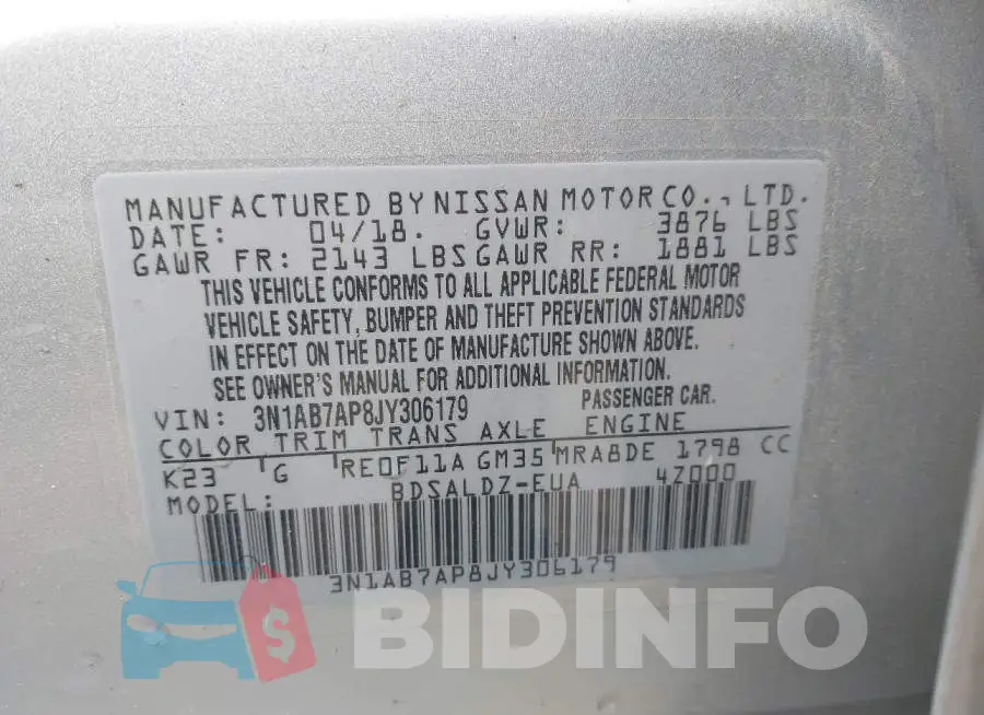 3N1AB7AP8JY306179 Photo# 9