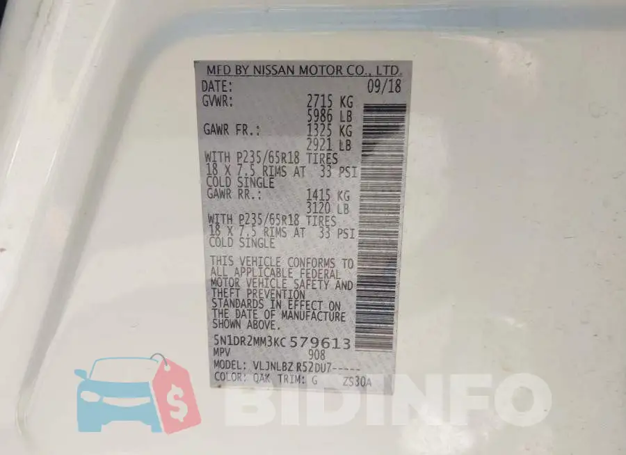 5N1DR2MM3KC579613 Photo# 9
