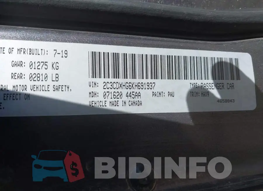 2C3CDXHG6KH691937 Photo# 9
